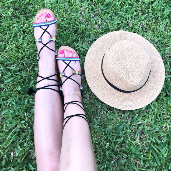 Shoes - "BIG SALE" Boho Flat Sandals Open Toe Leg Wrap Lace-Up